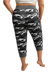 Spodnie Capri Jogger z nadrukiem w kamuflażu w dużych rozmiarach i elastyczną talią na lato - Wielokolorowe - Zobacz 2