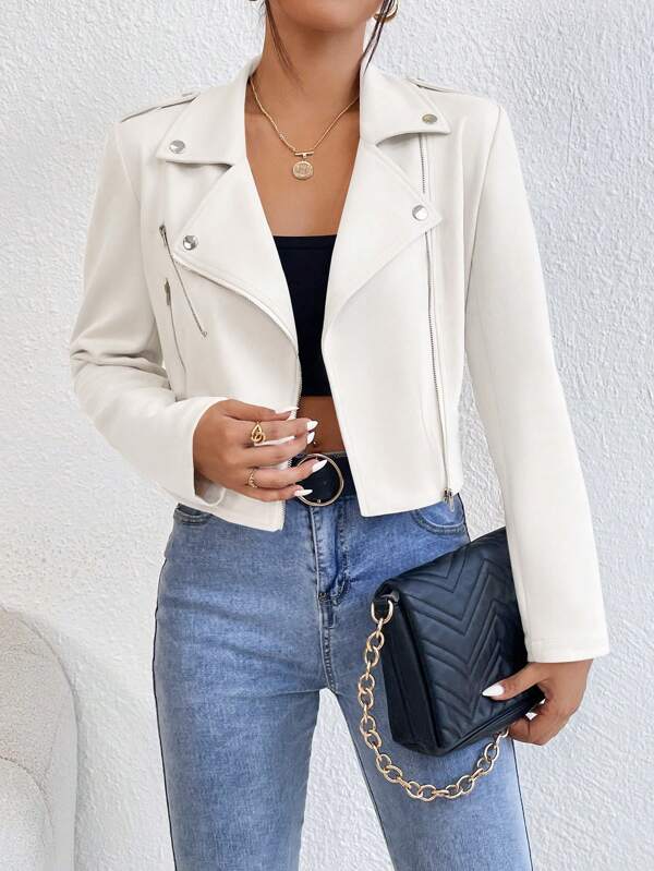 RosyDaze Chaqueta simple y diaria de manga larga para mujer con diseño liso