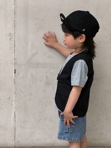 SHEIN 3入組寶寶男生休閒馬甲+T恤+牛仔短褲服裝套裝 - 彩色 - 查看 6