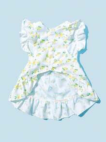 PETSIN 1 pièce Robe de princesse florale blanche avec manches élégantes à bulles pour animaux domestiques - Multicolore - Voir 6