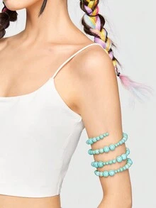 ROMWE Fairycore 1 Vòng tay đính cườm màu ngọc lam theo phong cách phương Tây thời trang - màu xanh lá - Xem 4