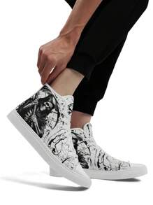 Giày vải canvas cổ cao in hình Skull Reaper cho nam, thoáng khí, bền, chống trượt và nhẹ - Nhiều màu - Xem 6