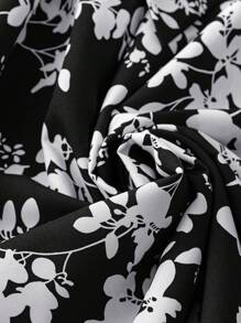 SHEIN Clasi Plus Size Vacation Leisure Color Block Floral Print Short Sleeve Dress With Patchwork Design - Multicolor - View 3