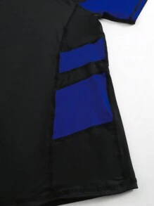 Manfinity Men's Vacation Beach Color Block Short Sleeve Surfing Swim Rashguard,Hawaiian, Swim Shirt For Men, Beach Wear For Men - Multicolor - View 5