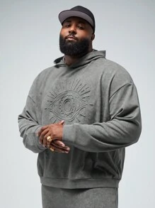 Manfinity VCAY Plus Size Men Knitted Drop-Shoulder Sweatshirt,, For Fall Winter - Grey - View 3