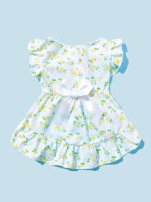 PETSIN 1 pièce Robe de princesse florale blanche avec manches élégantes à bulles pour animaux domestiques - Multicolore - Voir 2