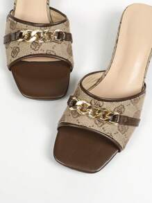 Damen Mode Plateau Sandaletten mit glänzendem Leder, Farbblock bedruckte Quadratische Zehen Slip-On Lässig Strandkleid Sandaletten