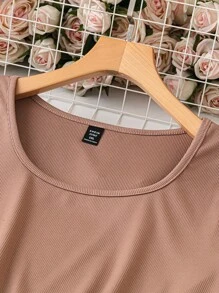 SHEIN LUNE Plus Size Round Neck Ditsy Floral Summer Short Sleeve Dress Maxi Women Outfit