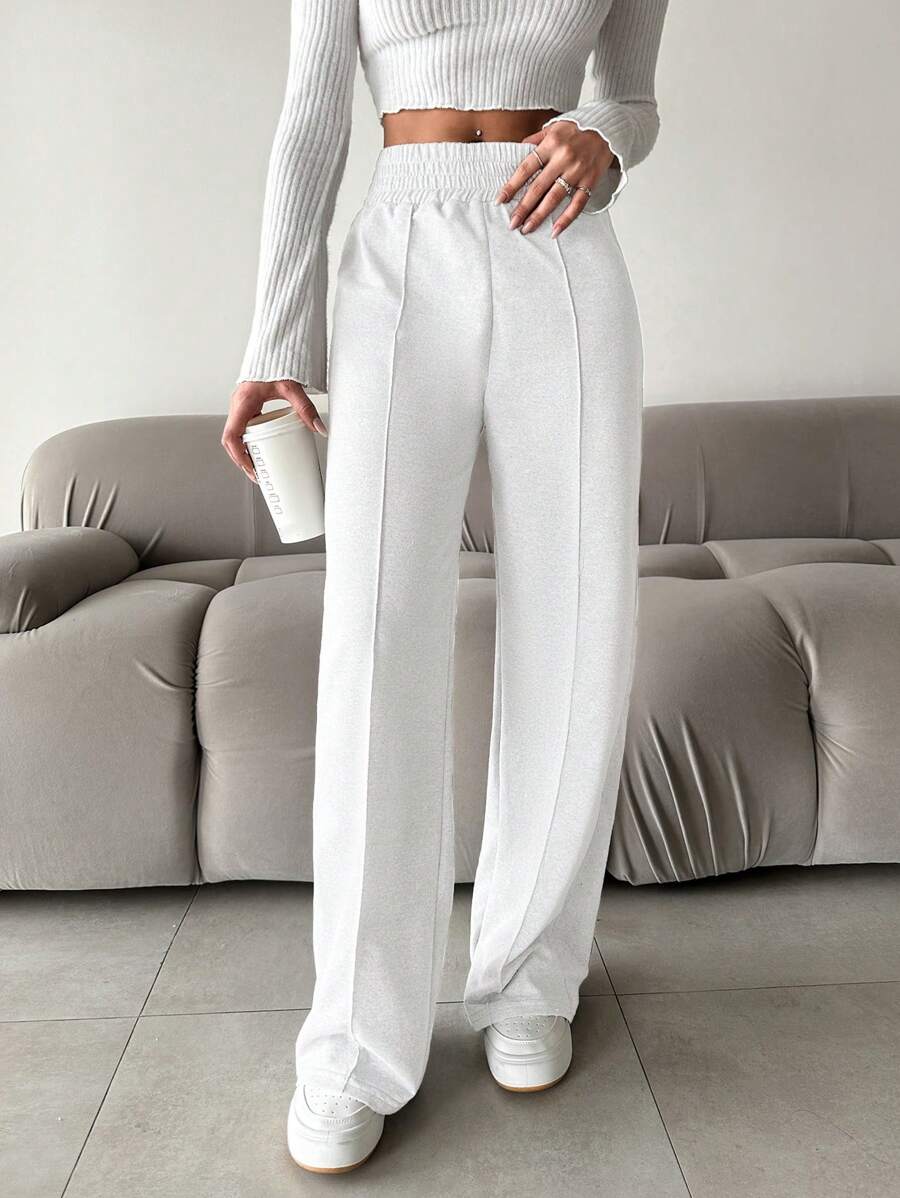 SHEIN Cottnline 女性休閒彈性腰筒直筒褲 - 彩色 - 查看 1