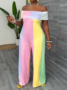 Slaydiva Bộ áo liền quần thông thường in kỹ thuật số khối màu Dopamine Crayon dành cho nữ, Xuân/Hè - Nhiều màu - Xem 8