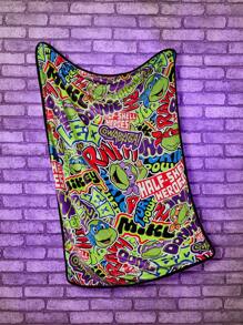 TEENAGE MUTANT NINJA TURTLES X SHEIN Couverture de lit imprimée Cartoon et Lettre avec bordure contrastante
