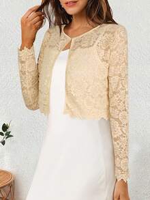Women's Fashionable And Elegant Lace Long Sleeve Cardigan, Versatile Style - Apricot - View 4
