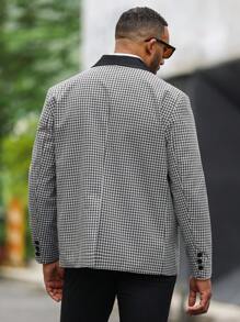 Manfinity AFTRDRK 男士加大码绅士全印花拼色尖头翻领西装外套 - 黑與白 - 查看 2