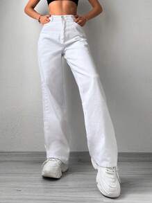 Cottnline 女式宽松直筒牛仔裤，休闲百搭，带口袋