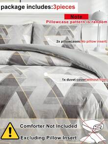Juego de edredón de poliéster impreso con patrón geométrico de 3 piezas, conjunto de ropa de cama de estilo moderno adecuado para todas las estaciones - Multicolor - Ver 4