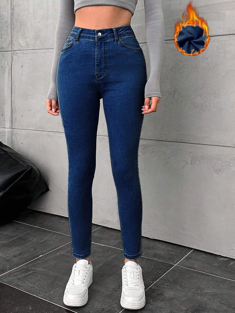 EURMUSE Women's Blue High Waist Jeans - Dark Wash - View 1