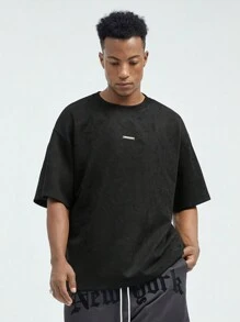 Manfinity VCAY Men's Summer Letter Cross Printed Round Neck Short Sleeve Casual T-Shirt
