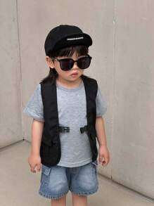 SHEIN 3入組寶寶男生休閒馬甲+T恤+牛仔短褲服裝套裝 - 彩色 - 查看 7