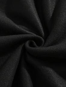 Letter Slogan & Bear Graphic Print Kangaroo Pocket Drawstring Hoodie, Warm - Black - View 6