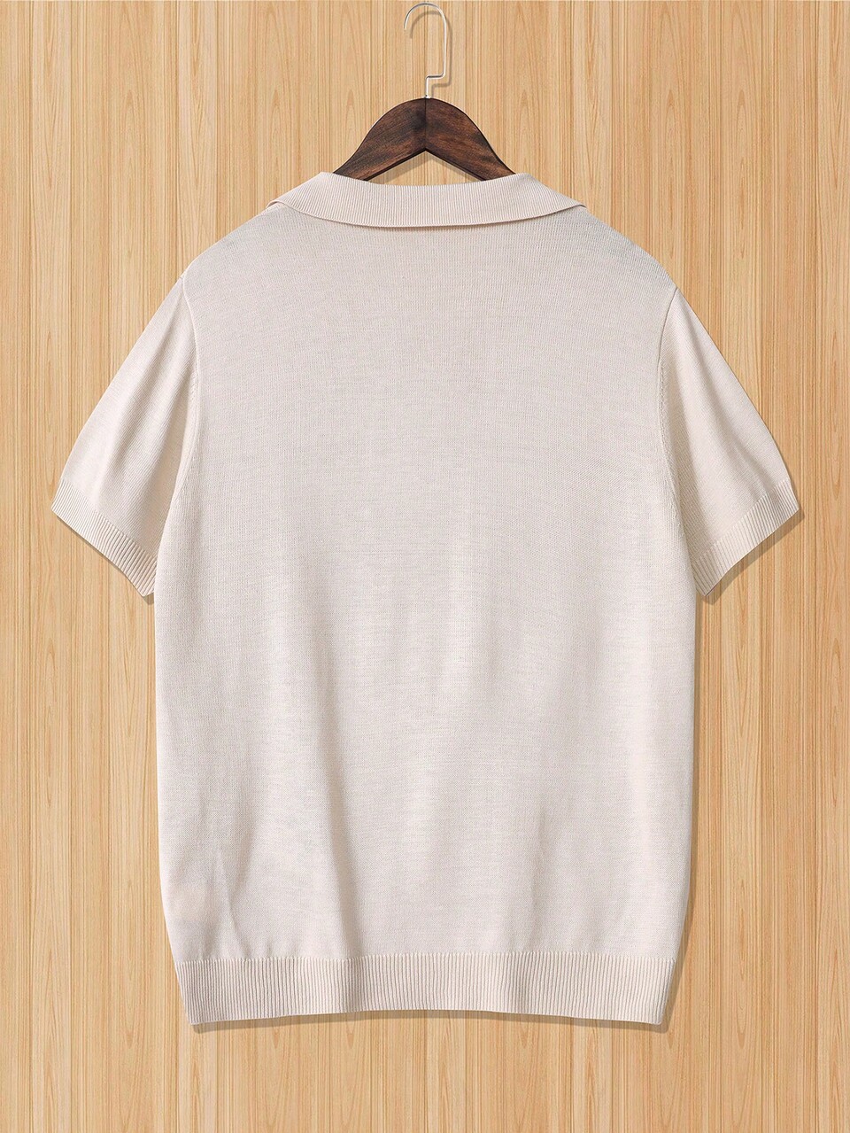 Men Summer Casual Solid Color V-Neck Short Sleeve Knitted Top