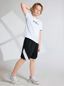 Tween Boy Basic Printed Short Sleeve T-Shirt And Shorts Set