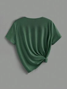 SHEIN LUNE Set de 3 camisetas de manga corta de mujer informales de talla grande con cuello en V y sueltas, para verano