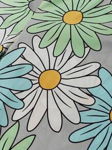 SHEIN LUNE Mouwloze jumpsuit met wijde pijpen en bloemenprint voor vakantie en vrije tijd