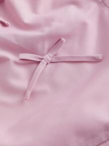 SHEIN MOD 粉色彈性腰帶裝飾夏季女式迷你裙，配蝴蝶結 - 粉色 - 查看 3