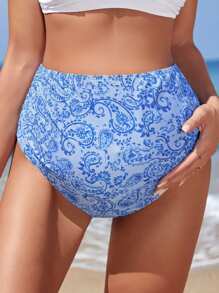 SHEIN Bottom de traje de baño de vacaciones de verano vintage estampado de paisley para maternidad