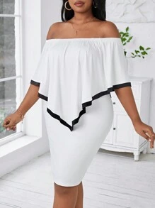 SHEIN Lady 大碼白色上衣畢業禮裙，白色短款性感連身裙，夏季連衣裙，女士坦克裙裝，畢業禮服美國，高個子女士夏季裝，節日裝扮，夏季服裝，音樂節服裝，長款女士裙子，婚禮晚宴禮服，夏季女裝 - 黑與白 - 查看 5