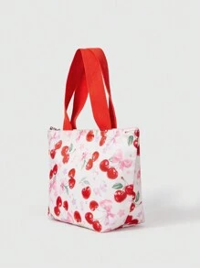 ROMWE Kawaii Cherry Fashionable Portable Lunch Bag For Storage And Insulation Of Lunch Box - Multicolor - View 2