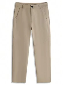 Manfinity Roghcode Men's Casual Solid Color Tapered Pants - Khaki - View 3