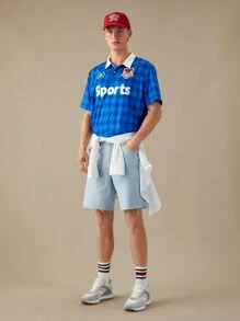 Manfinity RebelGame 男式短袖 Polo 衫，返校 - 寶藍色 - 查看 5