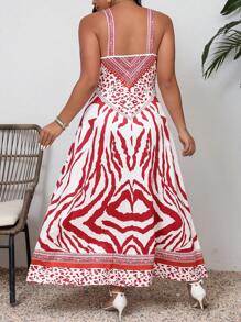 Breezaya Plus Size Summer Striped And Printed Sleeveless Spaghetti Strap Dress - Multicolor - View 2