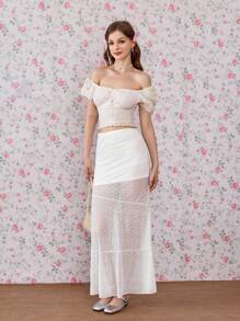 Lunelith SHEIN Lunessa Midi-Length Lace Jacquard A-Line Skirt