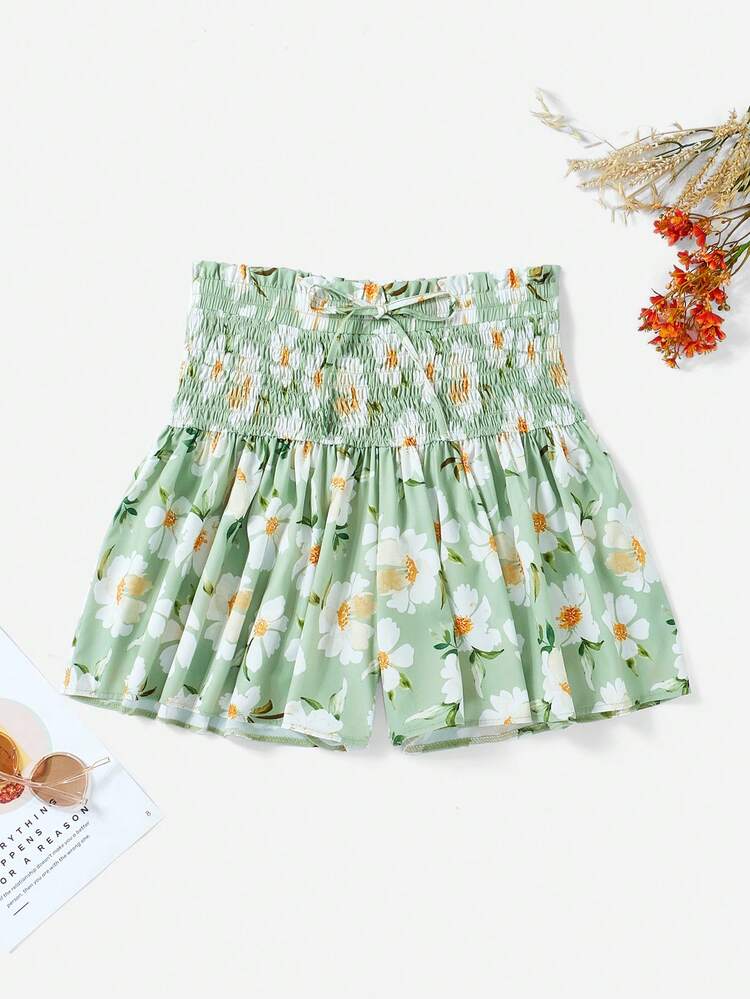 Plus Size Elegant High Waist Floral Print Shorts For Women, Perfect For Casual Outings, Beach Vacations And Dates