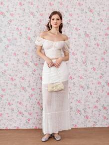 Lunelith SHEIN Lunessa Midi-Length Lace Jacquard A-Line Skirt