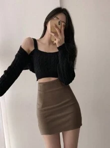 DAZY Women's Solid Color Bodycon Elegant Skirt Summer,Pencil Skirt