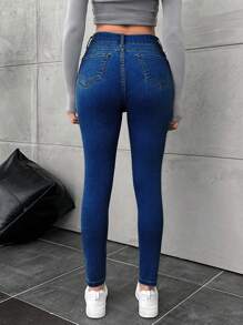 EURMUSE Women's Blue High Waist Jeans - Dark Wash - View 2