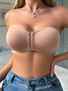 Women's Wireless Front Closure Bandeau Bra Strapless Bra Set, 2 Pieces - Multicolor - View 4