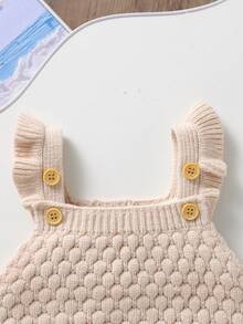 Combinaison en tricot unicolore pour bébé fille décontractée printemps/été - Nude - Voir 3