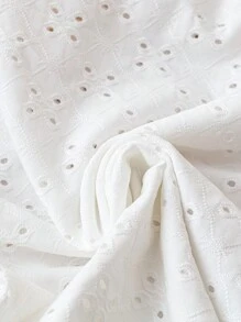 Soleia 女士休闲白色纹理针织盖袖修身圆领 T 恤，适合下午茶时间 - 白色 - 查看 6