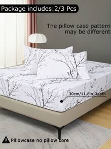 帶有花朵圖案的柔軟微纖維床單套裝-最佳豪華2/3件白色床單-包括1張床單+1/2枕套-便宜且高品質-萬用床墊套，適用於雙人、全尺寸、大尺寸、特大尺寸床 - 白色 - 查看 4