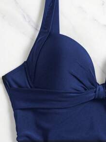 SHEIN Swim Mujeres elegante traje de baño de una pieza de unicolor con copas acolchadas con realce