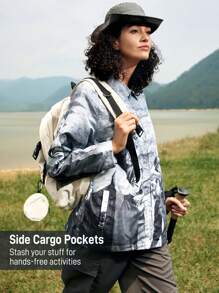 In My Nature Women Fashionable Character Print Long Sleeve Zipper Outdoor Shirt - Multicolor - View 3