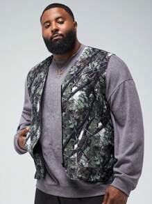 Manfinity VCAY Men's Plus Size Woven Printed Casual Vest, For Fall Winter - Multicolor - View 4