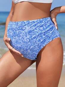 SHEIN Bottom de traje de baño de vacaciones de verano vintage estampado de paisley para maternidad