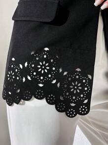 Chiquease 女性時尚無袖西裝外套 - 黑色 - 查看 4