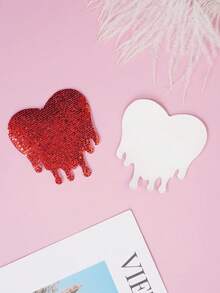 Accesorio de lencería para mujeres - Cubre pezones con forma de corazón brillante y de moda - Rojo - Ver 2