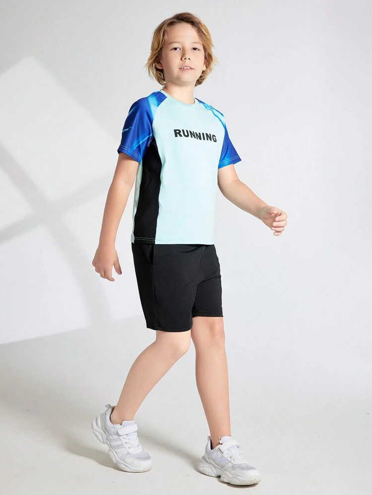 Tween Boys Sports Outfit 2Pcs/Set Short Sleeve Quick-Dry Breathable Basketball/Volleyball/Soccer Uniform, Summer